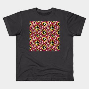 Snakeskin Pattern (Hot Pink and Yellow) Kids T-Shirt